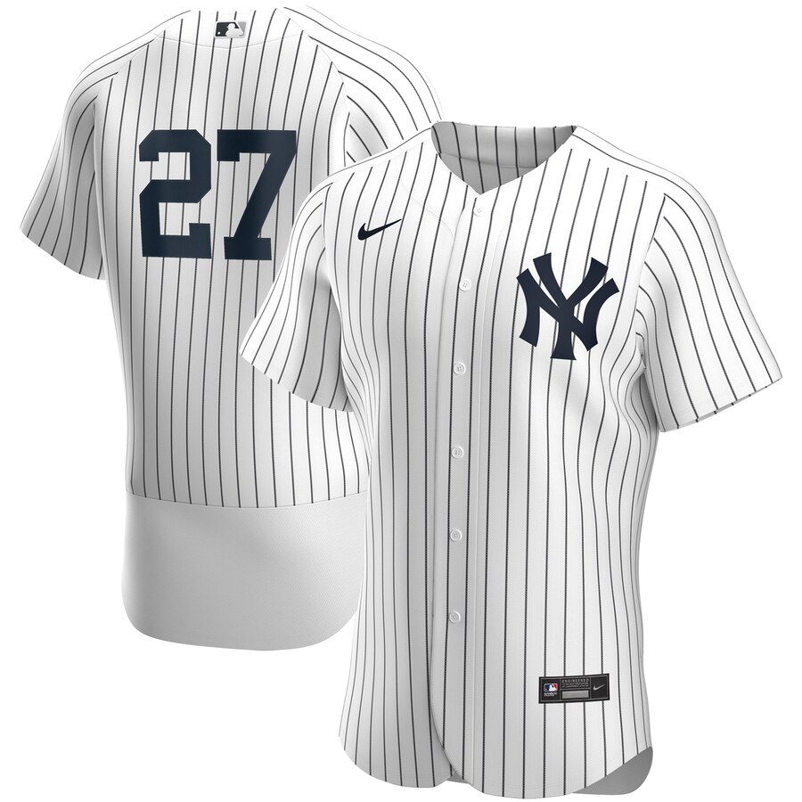 Men New York Yankees 27 Giancarlo Stanton Men Nike White Home 2020 Flex Base Player Team MLB Jersey