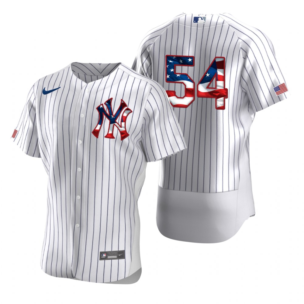 Men New York Yankees 54 Aroldis Chapman Men Nike White Fluttering USA Flag Limited Edition Flex Base