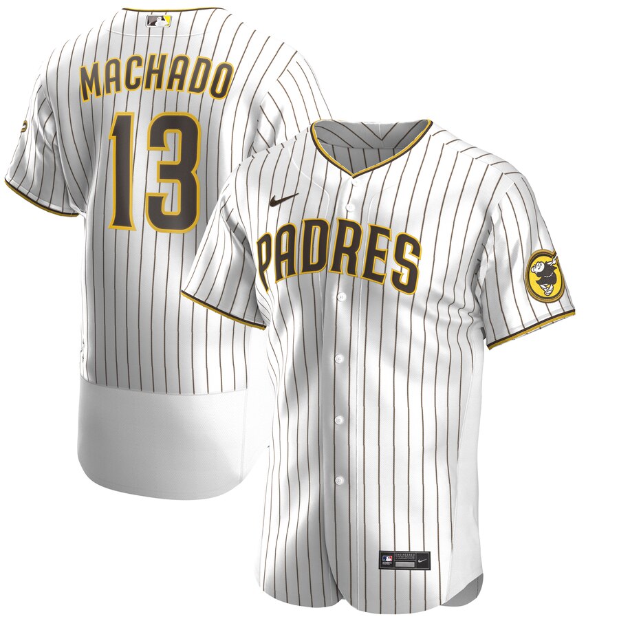 Men Nike San Diego Padres 13 Manny Machado Men Nike White Brown Flex Base Alternate Player Jersey