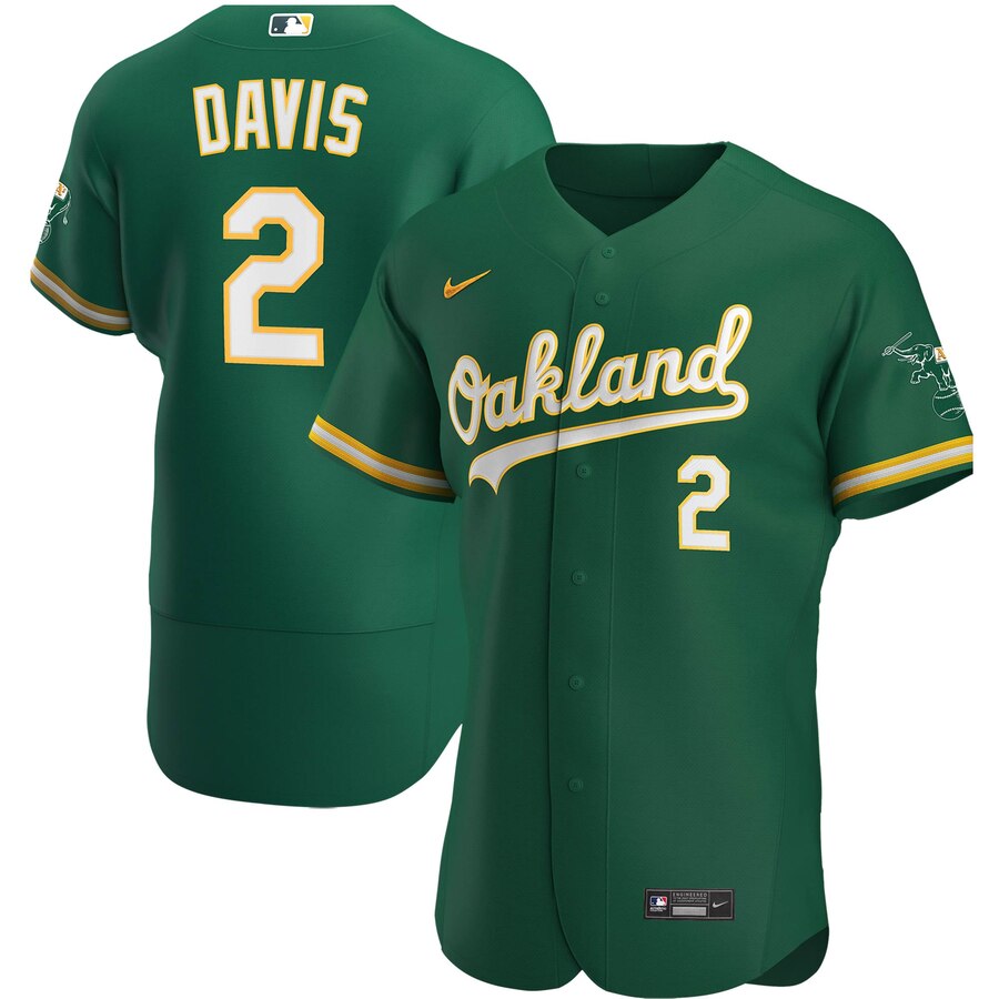 Men Oakland Athletics 2 Khris Davis Men Nike Kelly Green Alternate 2020 Flex Base Player MLB Jersey