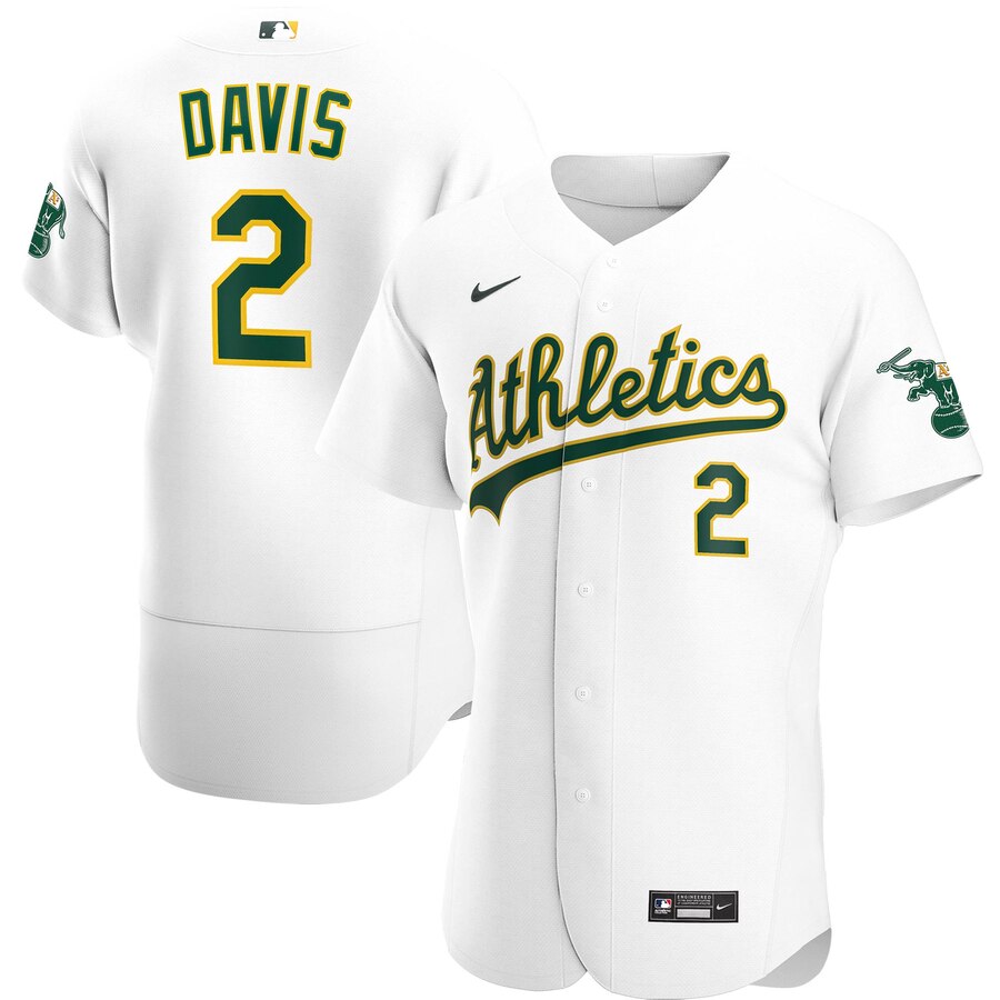 Men Oakland Athletics 2 Khris Davis Men Nike White Home 2020 Fle