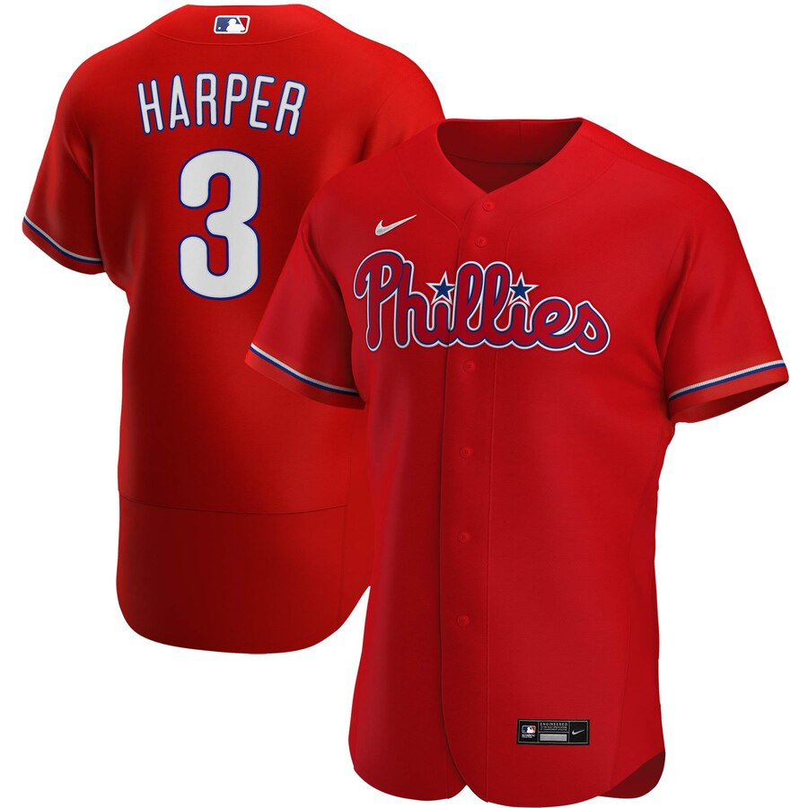 Men Philadelphia Phillies 3 Bryce Harper Men Nike Red Alternate 2020 Flex Base Player MLB Jersey