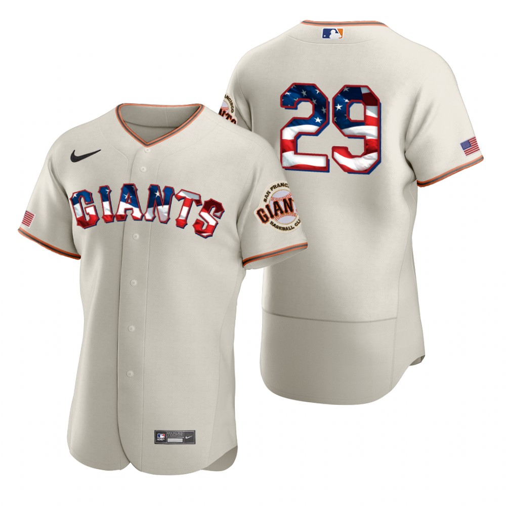 Men San Francisco Giants 29 Jeff Samardzija Men Nike Cream Fluttering USA Flag Limited Edition Flex 