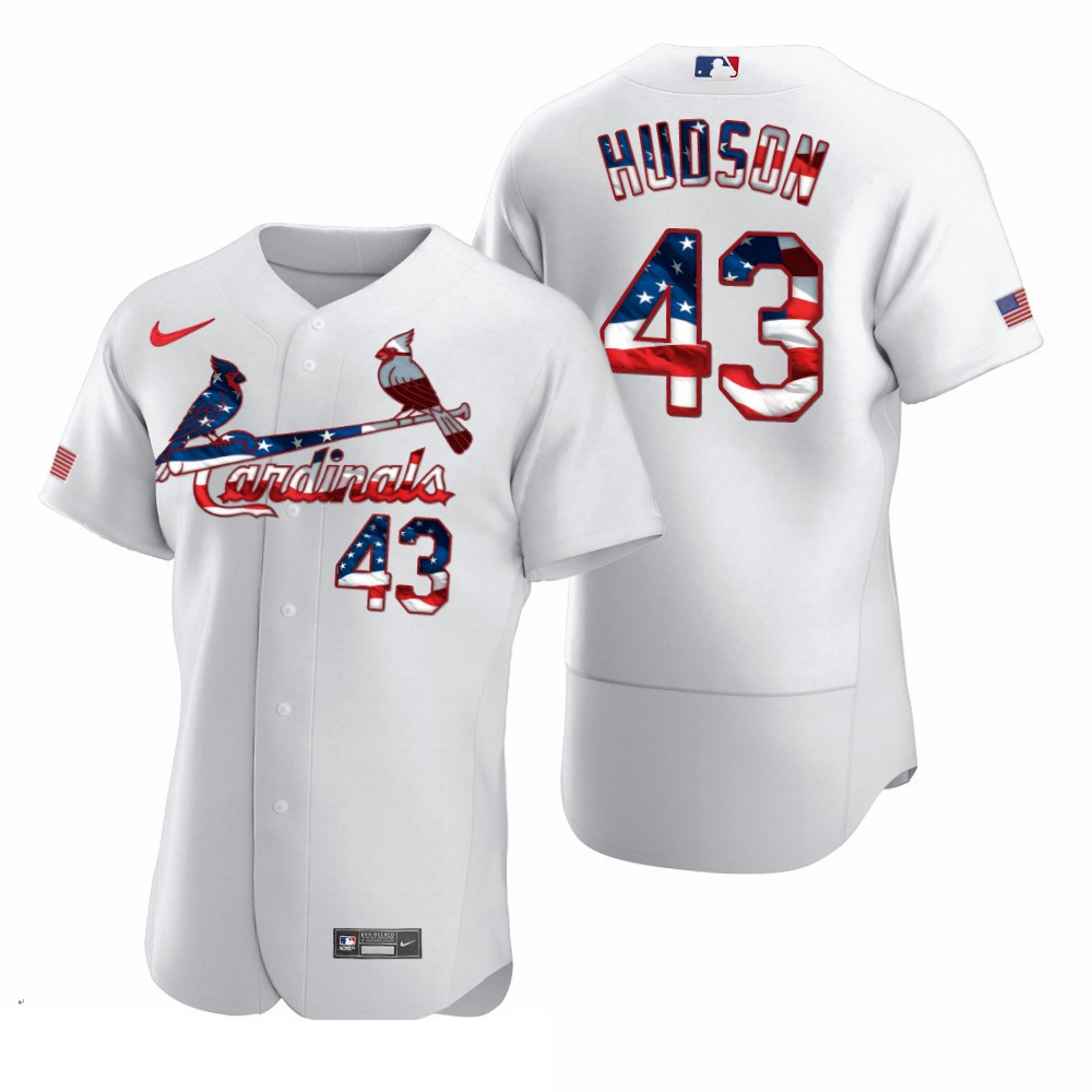 Men St  Louis St.Louis Cardinals 43 Dakota Hudson Men Nike White Fluttering USA Flag Limited Edition