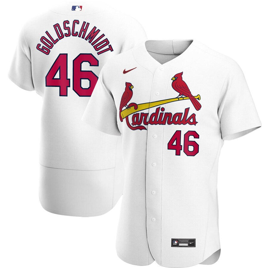 Men St  Louis St.Louis Cardinals 46 Paul Goldschmidt Men Nike White Home 2020 Flex Base Player MLB J