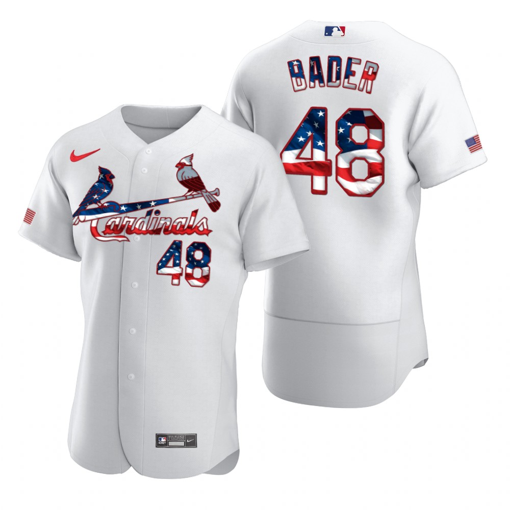 Men St  Louis St.Louis Cardinals 48 Harrison Bader Men Nike White Fluttering USA Flag Limited Editio