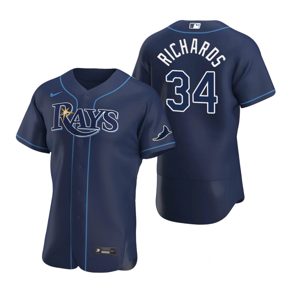 Men Tampa Bay Rays 34 Trevor Richards Men Nike Navy Alternate 2020 Flex Base Team MLB Jersey