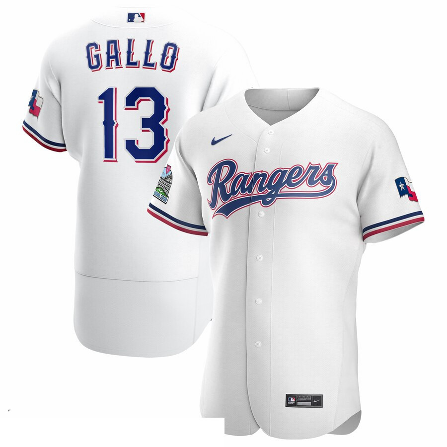 Men Texas Rangers 13 Joey Gallo Men Nike White Home 2020 Flex Base Player MLB Jersey