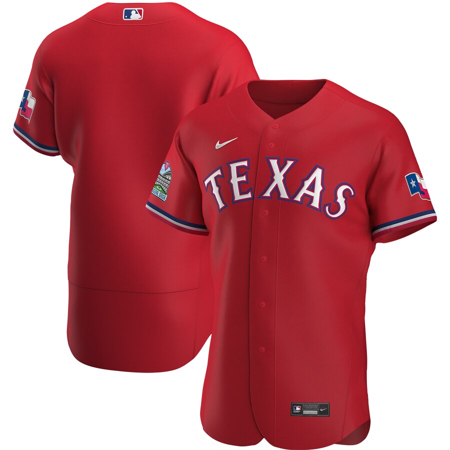 Men Texas Rangers Men Nike Scarlet Alternate 2020 Flex Base Team
