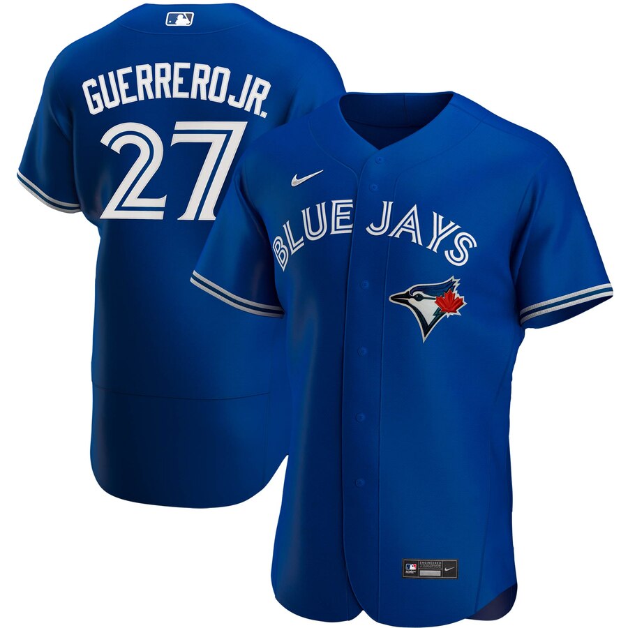 Men Toronto Blue Jays 27 Vladimir Guerrero Jr  Men Nike Royal Alternate 2020 Flex Base Player MLB Je