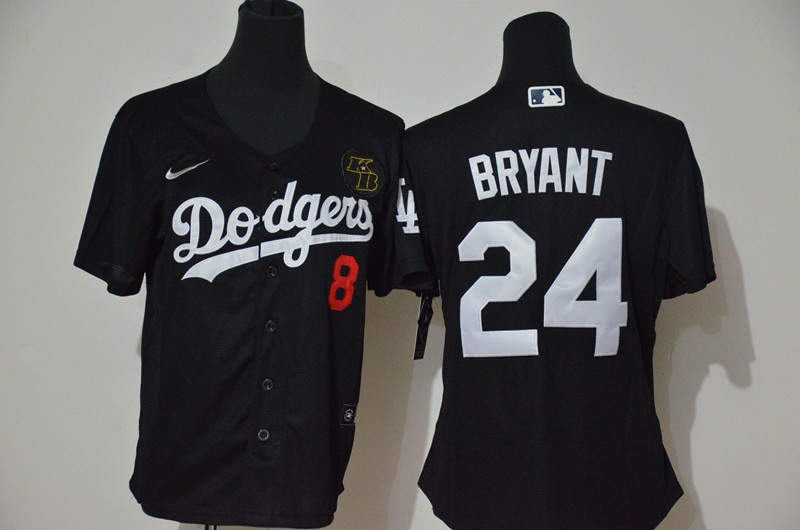 Los Angeles Dodgers 8 24 Kobe Bryant Women Nike Black Cool Base 2020 KB Patch MLB Jersey