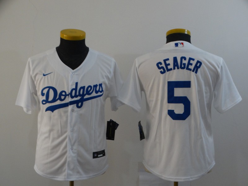 Women Los Angeles Dodgers 5 Corey Seager White Women 2020 Nike Cool Base Jersey