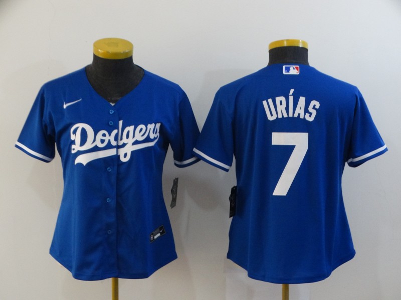 Women Los Angeles Dodgers 7 Julio Urias Royal Women 2020 Nike Cool Base Jersey