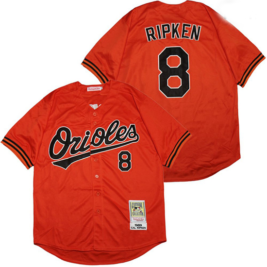 Baltimore Orioles 8 Cal Ripken Jr Orange 1989 Cooperstown Collec