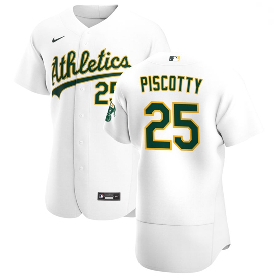 Oakland Athletics 25 Stephen Piscotty Men Nike White Home 2020 Authentic Player MLB Jersey