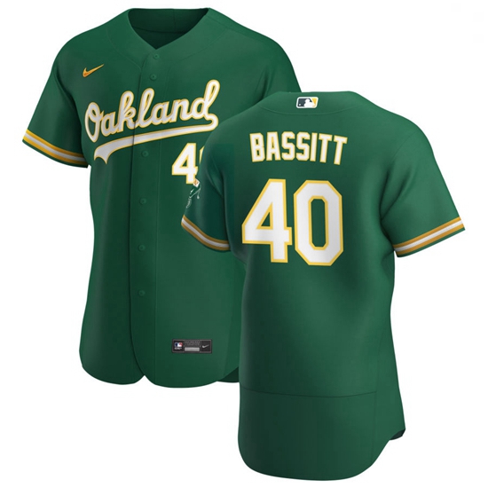 Oakland Athletics 40 Chris Bassitt Men Nike Kelly Green Alternate 2020 Authentic Player MLB Jersey