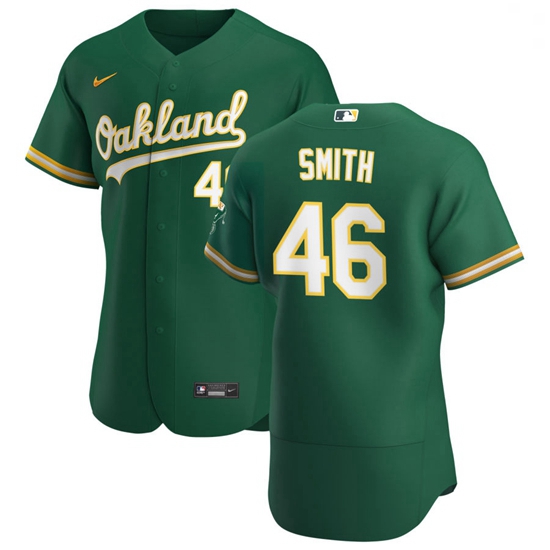 Oakland Athletics 46 Burch Smith Men Nike Kelly Green Alternate 2020 Authentic Player MLB Jersey