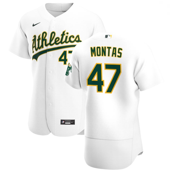 Oakland Athletics 47 Frankie Montas Men Nike White Home 2020 Aut