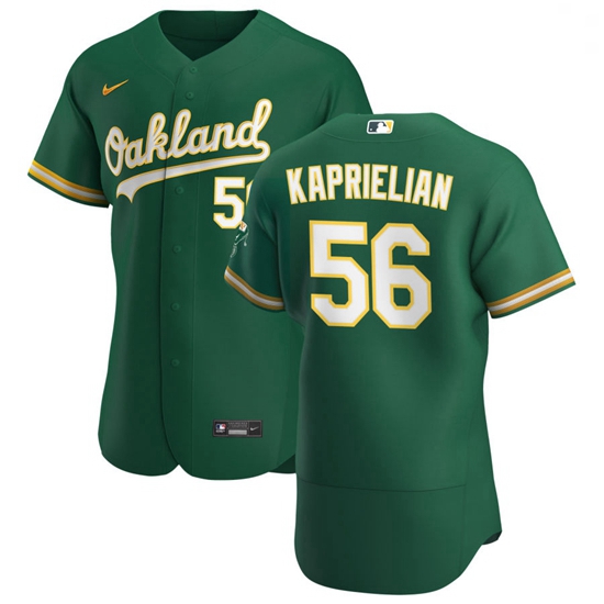 Oakland Athletics 56 James Kaprielian Men Nike Kelly Green Alternate 2020 Authentic Player MLB Jerse