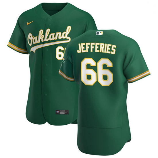 Oakland Athletics 66 Daulton Jefferies Men Nike Kelly Green Alternate 2020 Authentic Player MLB Jers