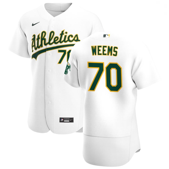 Oakland Athletics 70 Jordan Weems Men Nike White Home 2020 Authe