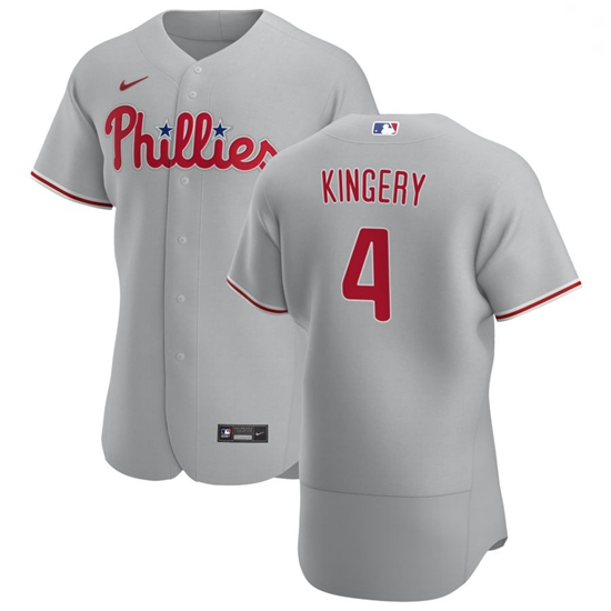 Philadelphia Phillies 4 Scott Kingery Men Nike Gray Road 2020 Au