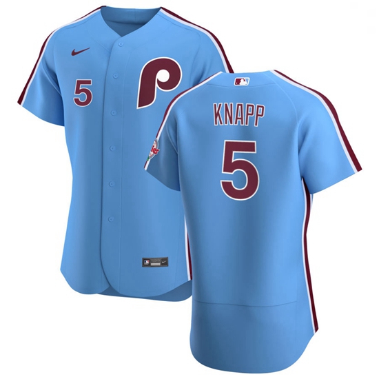 Philadelphia Phillies 5 Andrew Knapp Men Nike Light Blue Alterna