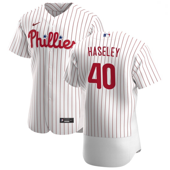 Philadelphia Phillies 40 Adam Haseley Men Nike White Home 2020 Authentic Player MLB Jersey