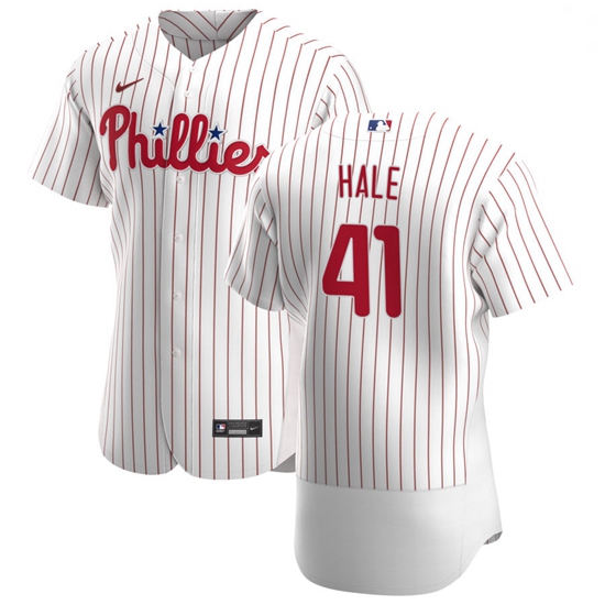 Philadelphia Phillies 41 David Hale Men Nike White Home 2020 Aut