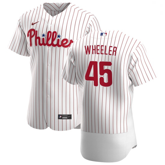 Philadelphia Phillies 45 Zack Wheeler Men Nike White Home 2020 Authentic Player MLB Jersey