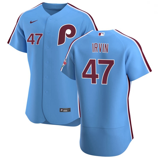 Philadelphia Phillies 47 Cole Irvin Men Nike Light Blue Alternat