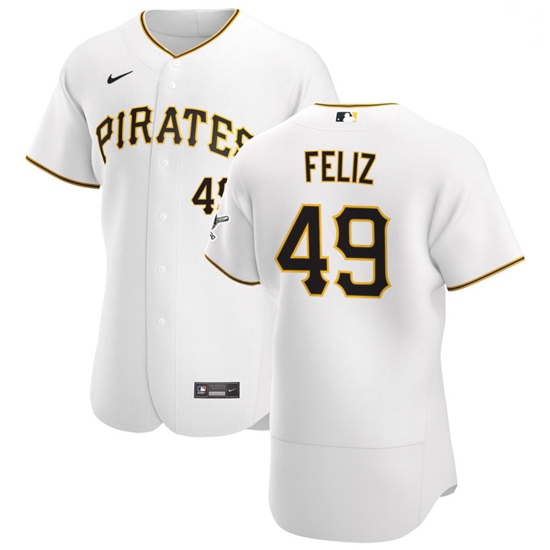 Pittsburgh Pirates 49 Michael Feliz Men Nike White Home 2020 Aut