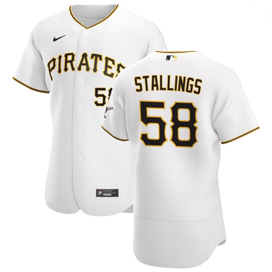 Pittsburgh Pirates 58 Jacob Stallings Men Nike White Home 2020 A