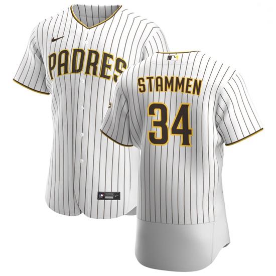 San Diego Padres 34 Craig Stammen Men Nike White Brown Home 2020