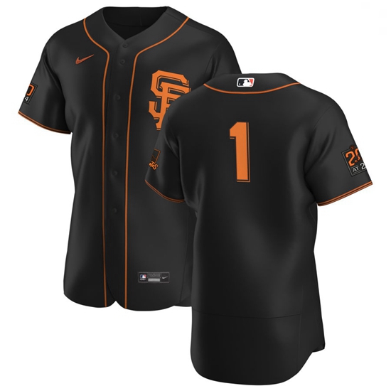 San Francisco Giants 1 Mauricio Dubon Men Nike Black Alternate 2020 Authentic 20 at 24 Patch Player 