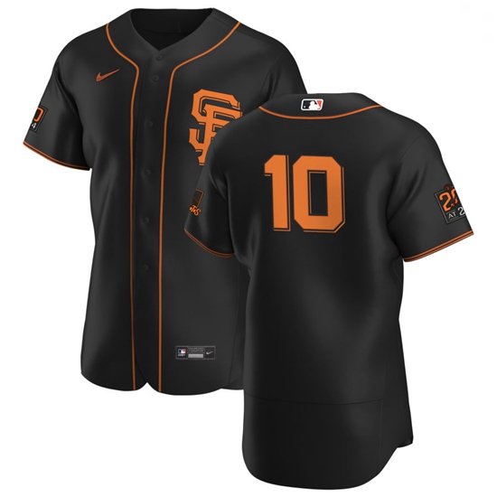 San Francisco Giants 10 Evan Longoria Men Nike Black Alternate 2020 Authentic 20 at 24 Patch Player 