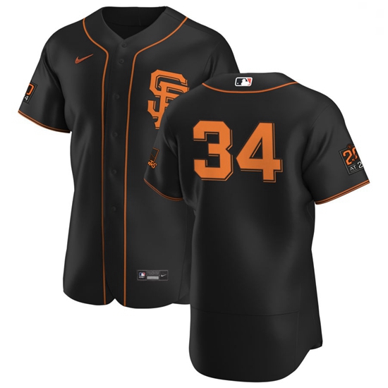 San Francisco Giants 34 Kevin Gausman Men Nike Black Alternate 2020 Authentic 20 at 24 Patch Player 