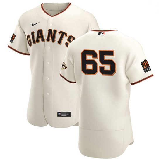 San Francisco Giants 65 Sam Coonrod Men Nike Cream Home 2020 Authentic 20 at 24 Patch Player MLB Jer