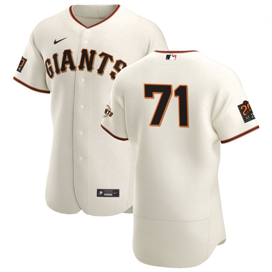 San Francisco Giants 71 Tyler Rogers Men Nike Cream Home 2020 Authentic 20 at 24 Patch Player MLB Je