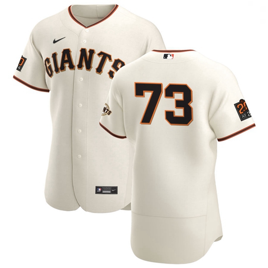 San Francisco Giants 73 Caleb Baragar Men Nike Cream Home 2020 Authentic 20 at 24 Patch Player MLB J