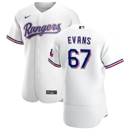 Texas Rangers 67 Demarcus Evans Men Nike White Home 2020 Authent