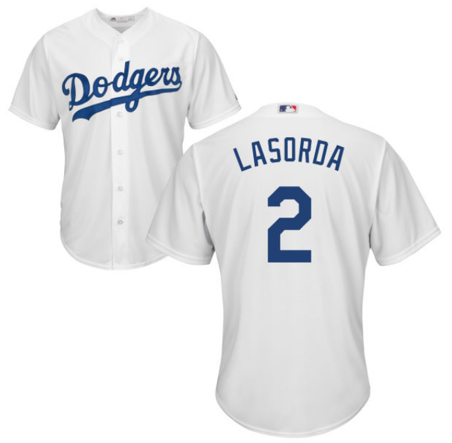 Men Los Angeles Tommy Lasorda White Cool Base Jersey