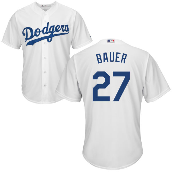 Men Los Angeles Dodgers Trevor Bauer White Cool Base Jersey