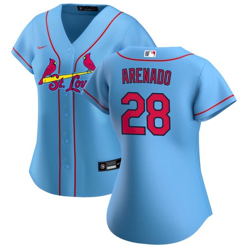 Women St. Louis Cardinals Nolan Arenado Blue Jersey Home Cool Base