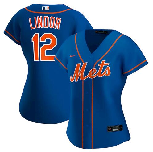 Women Nike New York Mets Francisco Lindor Blue Cool Base Stitched Jersey