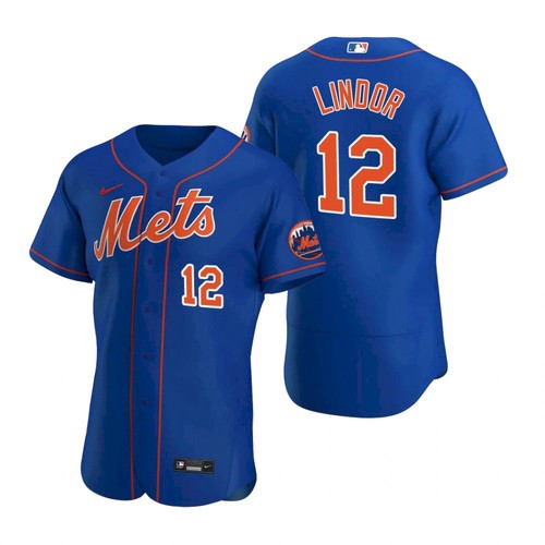 Men Nike New York Mets Francisco Lindor Blue Flex Base Stitched 