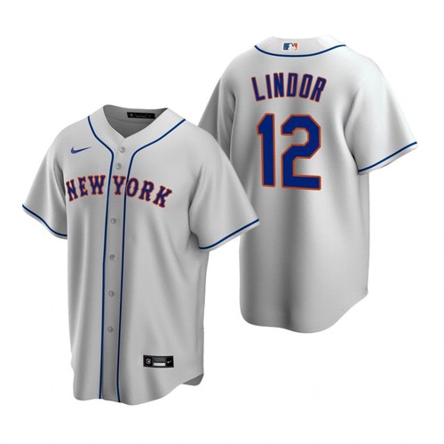Men Nike New York Mets Francisco Lindor Gray Cool Base Stitched 