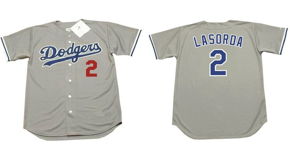 Men Los Angeles Dodgers 2 Tommy Lasorda Grey Stitched MLB Jersey