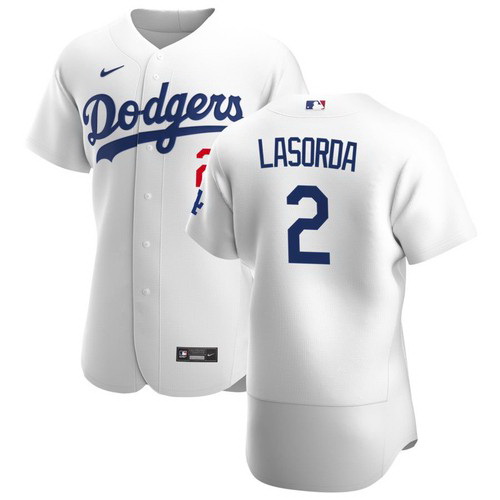 Men Los Angeles Dodgers 2 Tommy Lasorda White Stitched Jersey