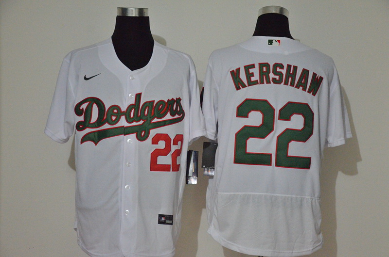 Men Los Angeles Dodgers 22 Clayton Kershaw White With Green Name